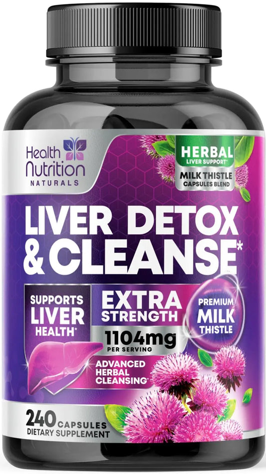 Gentle Liver Cleanse Detox & Repair Formula - Herbal Liver Support Supplement - 240 Capsules